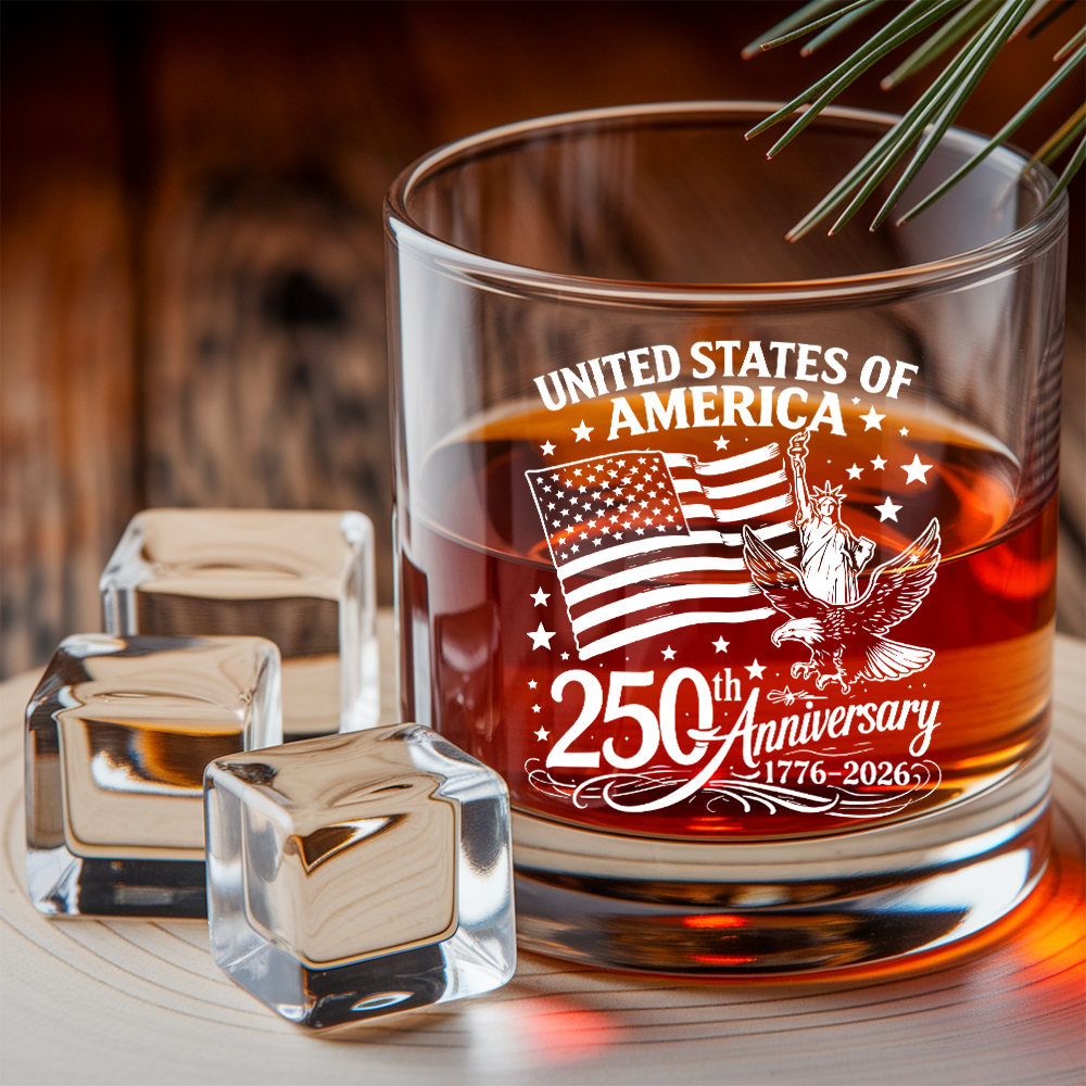 America 250th Anniversary Engraved Whiskey Decanter Set, Patriotic July 4 Gift THUC99