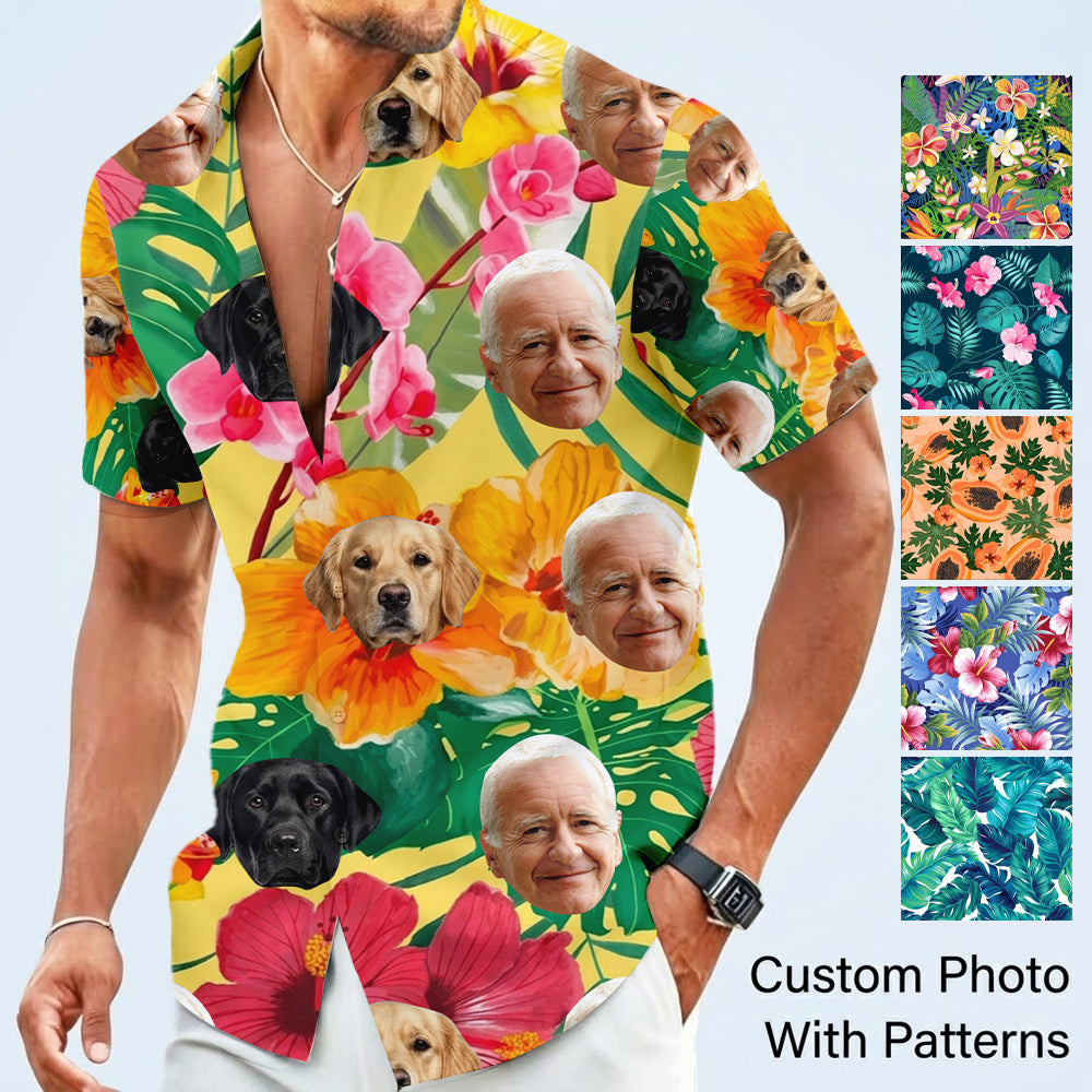 Custom Photo Dog Tropical Shirt, Personalized Hawaiian Shirt, Dog Lover Vacation Gift THUC99