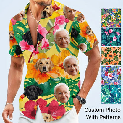 Custom Photo Dog Tropical Shirt, Personalized Hawaiian Shirt, Dog Lover Vacation Gift THUC99