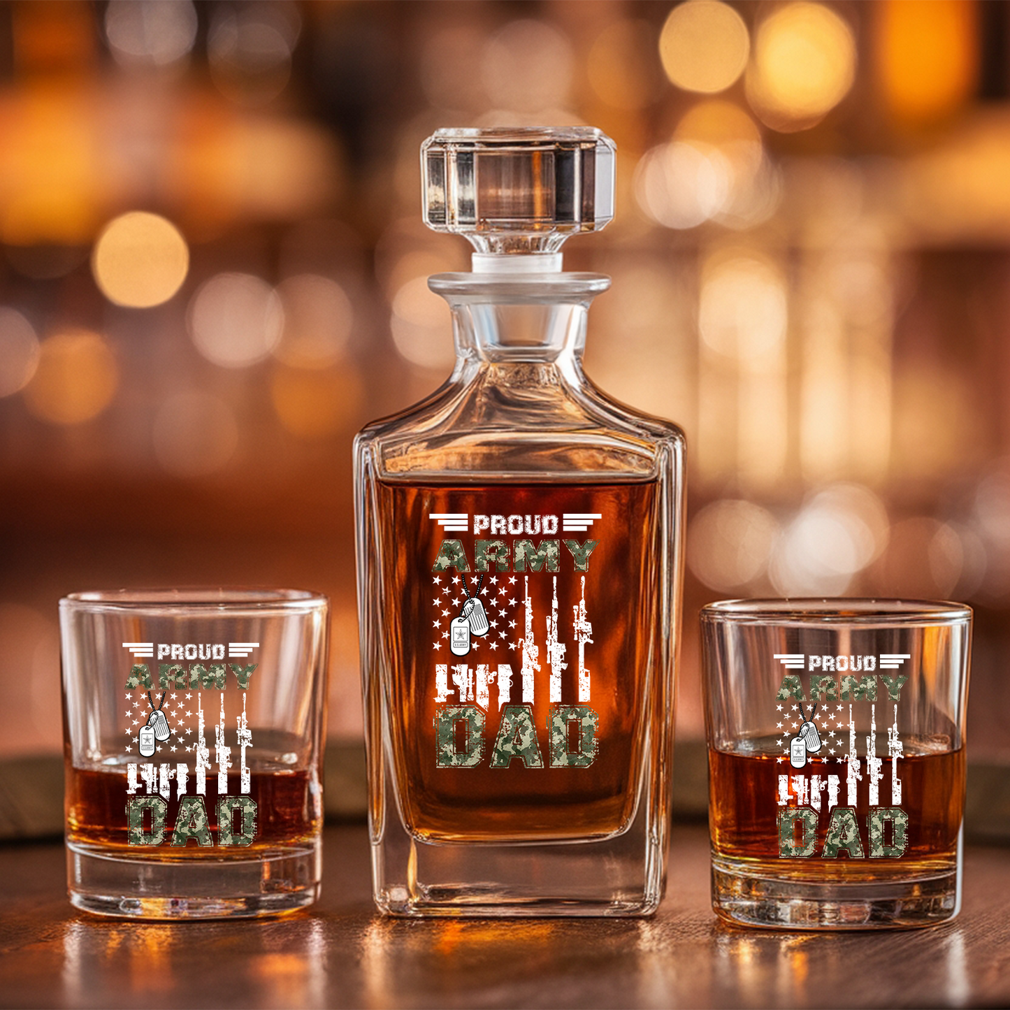 Proud Army Dad US Army Whiskey Decanter Gift Set | Best Gift For Dad | Dad Gifts Army