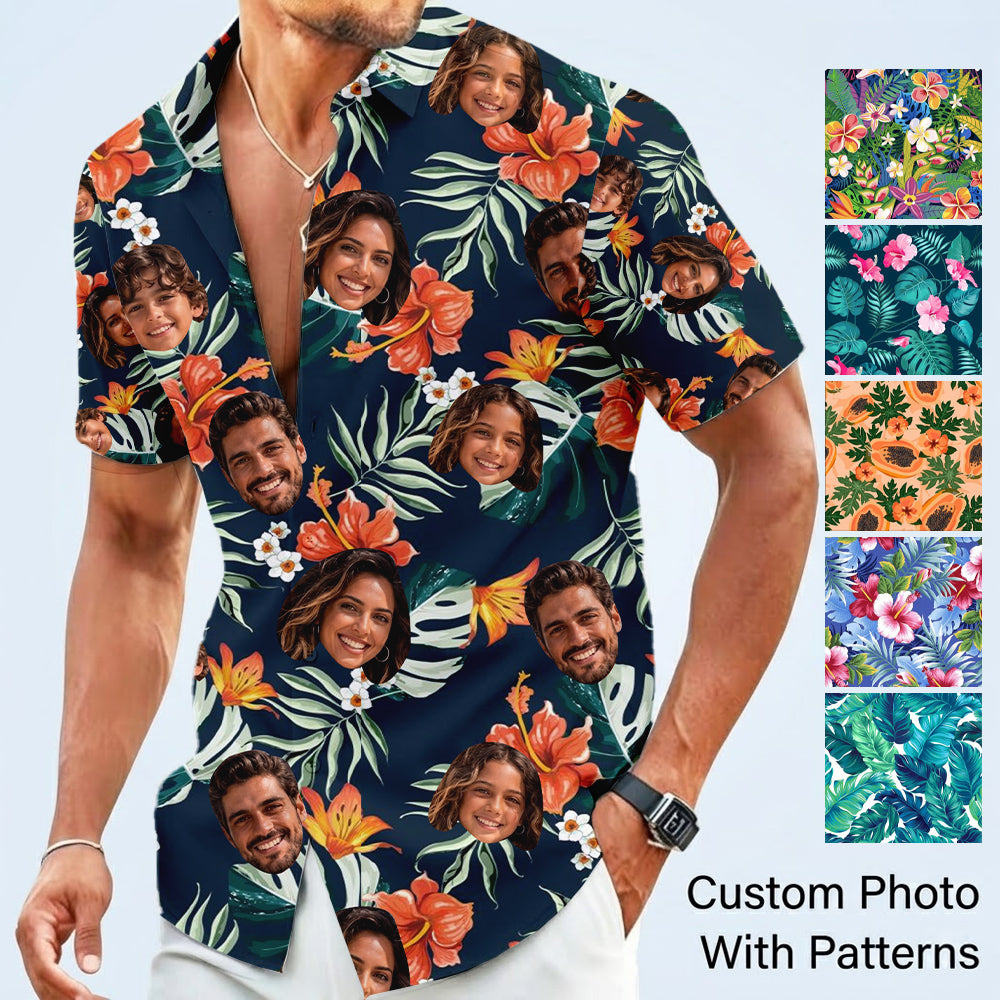 Custom Photo Summer Hawaiian Shirt, Personalized Aloha Shirt, Tropical Family Gift THUC99