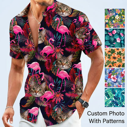 Custom Photo Cat Hawaiian Shirt, Personalized Pet Aloha Shirt, Family Matching Summer Outfit THUC99