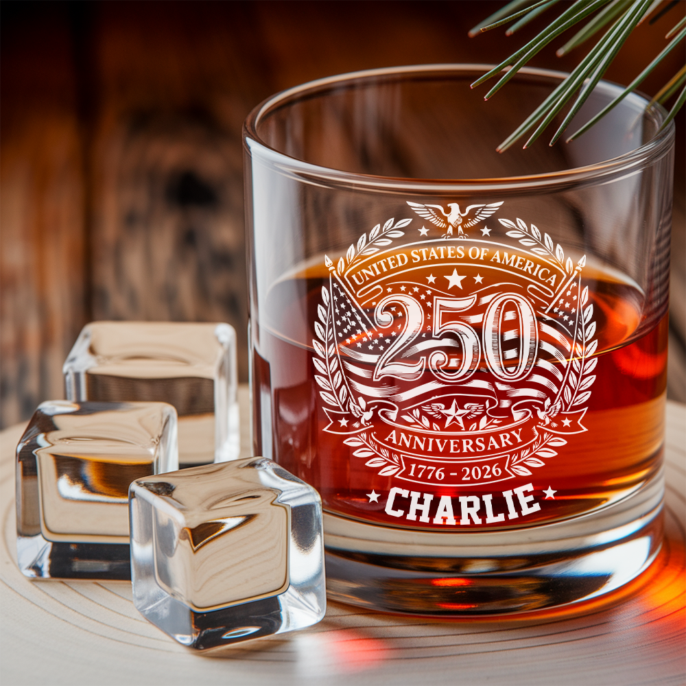Personalized USA 250th Anniversary Engraved Whiskey Decanter Set, Patriotic Eagle Bourbon Gift 1776–2026 THUC99