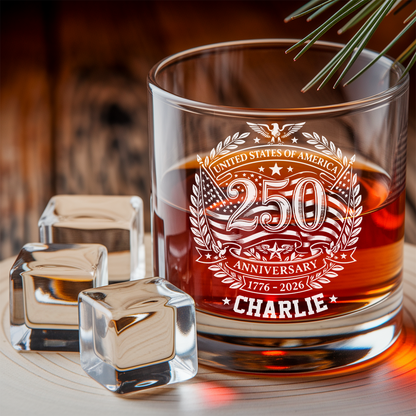 Personalized USA 250th Anniversary Engraved Whiskey Decanter Set, Patriotic Eagle Bourbon Gift 1776–2026 THUC99