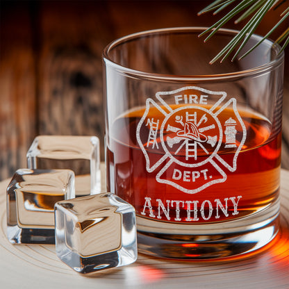 Personalized Firefighter Decanter Set – Custom Name Whiskey Bottle & Glasses Gift