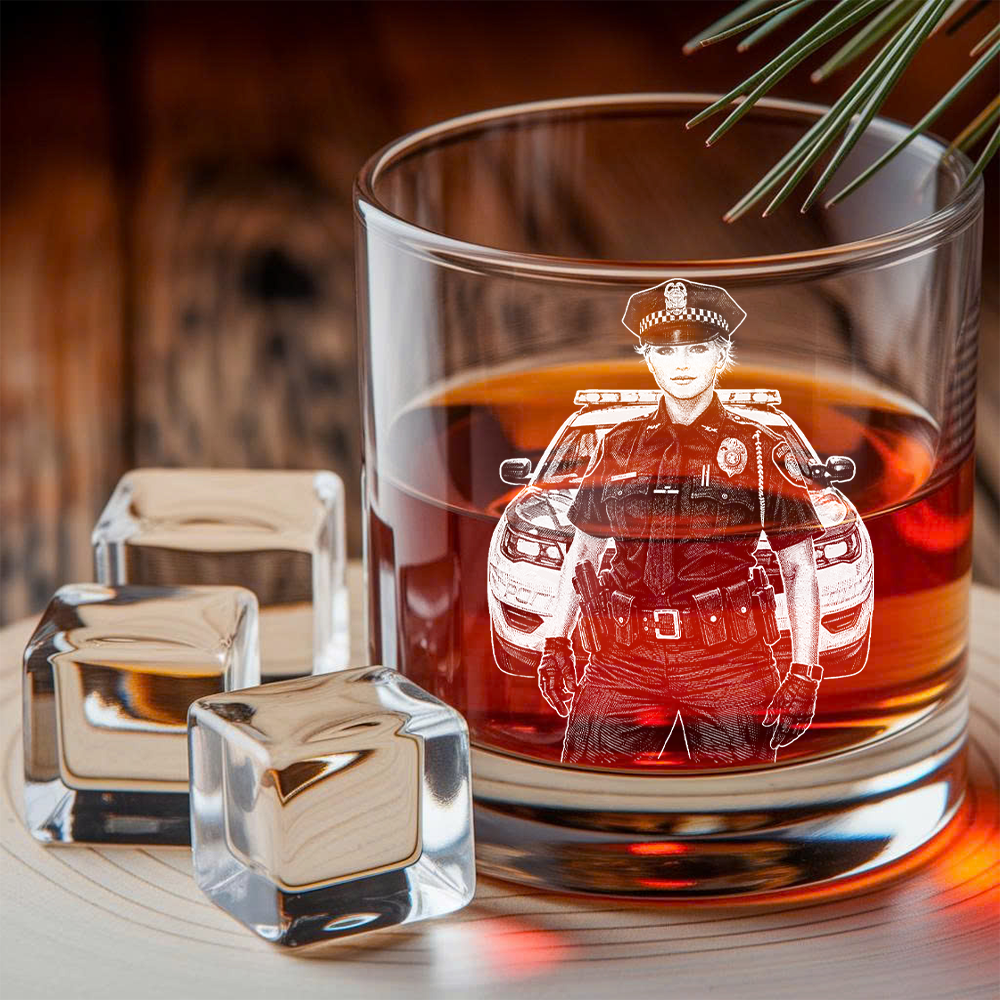 Personalized Photo Police Officer Whiskey Decanter Set with Name, Gift For Dad, Retirement Gift THUC99