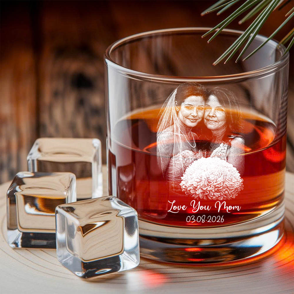 Custom Photo Mom And Daughter Whiskey Decanter Set, Personalized Family Gift THUC99