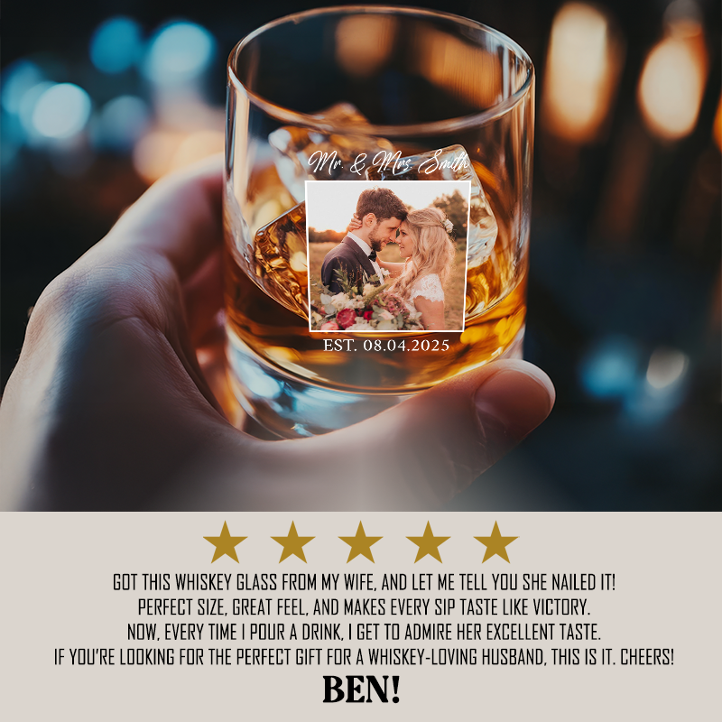 Personalized Photo Decanter With Whiskey Glass, Custom Gift for Couples, Birthday Gift, Anniversary Gift for HerHim, Wedding Gift