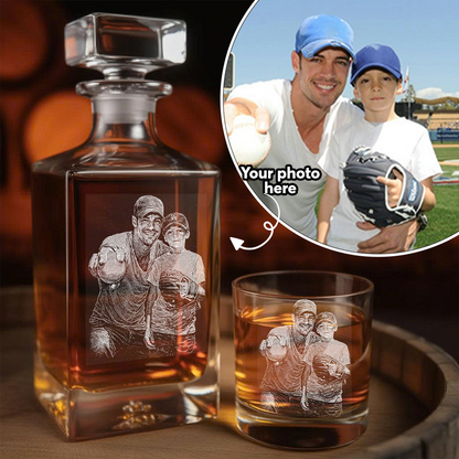 Custom Photo Baseball Dad Whiskey Decanter with Photo, Custom Decanter with Your Photo, Personalized Family Gift THUC99