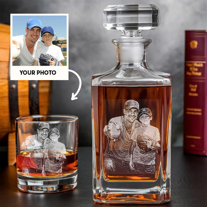 Custom Photo Baseball Dad Whiskey Decanter with Photo, Custom Decanter with Your Photo, Personalized Family Gift THUC99