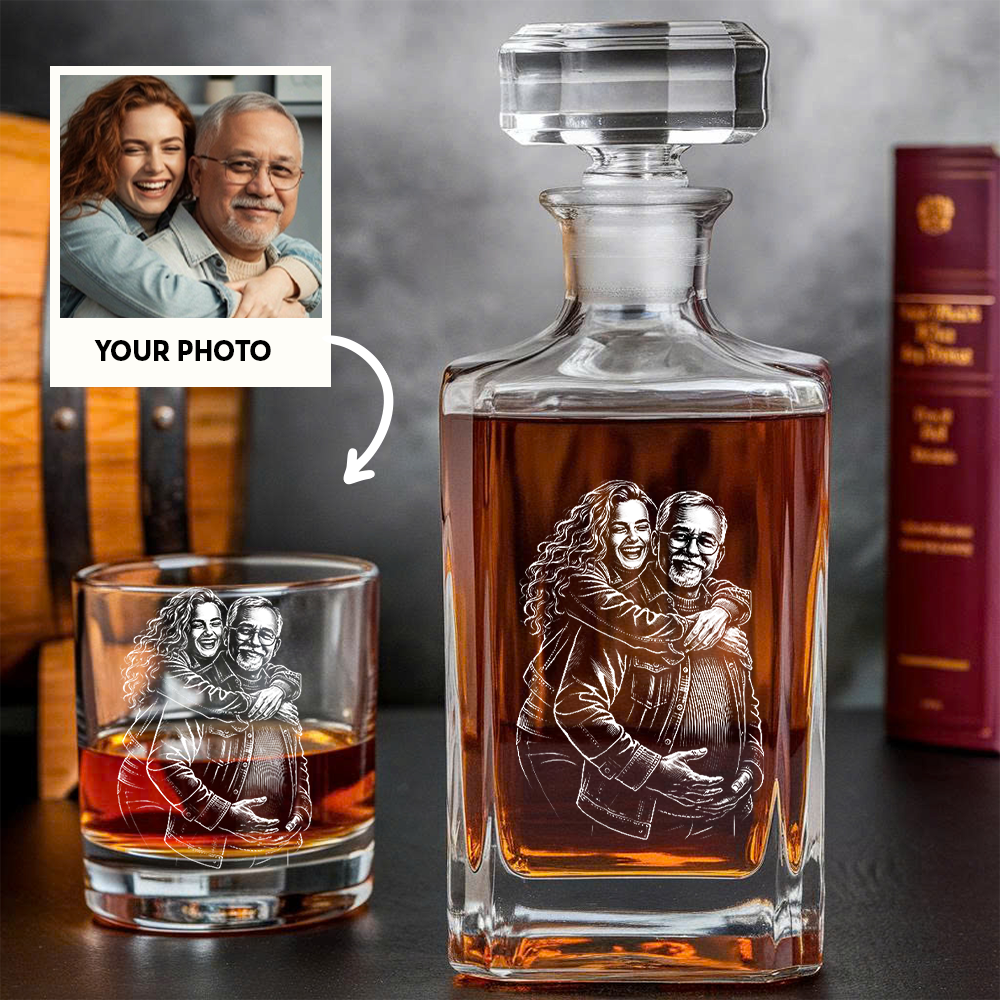 Custom Photo Dad Whiskey Decanter Set, Personalized Father's Day Gift THUC99