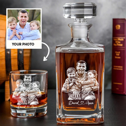 Custom Photo Dad Whiskey Decanter with Photo, Personalized Father's Day Gift THUC99