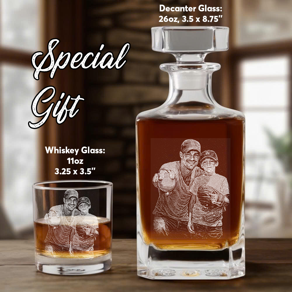 Custom Photo Baseball Dad Whiskey Decanter with Photo, Custom Decanter with Your Photo, Personalized Family Gift THUC99