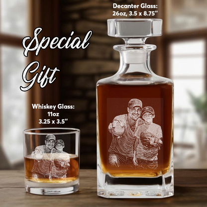 Custom Photo Baseball Dad Whiskey Decanter with Photo, Custom Decanter with Your Photo, Personalized Family Gift THUC99