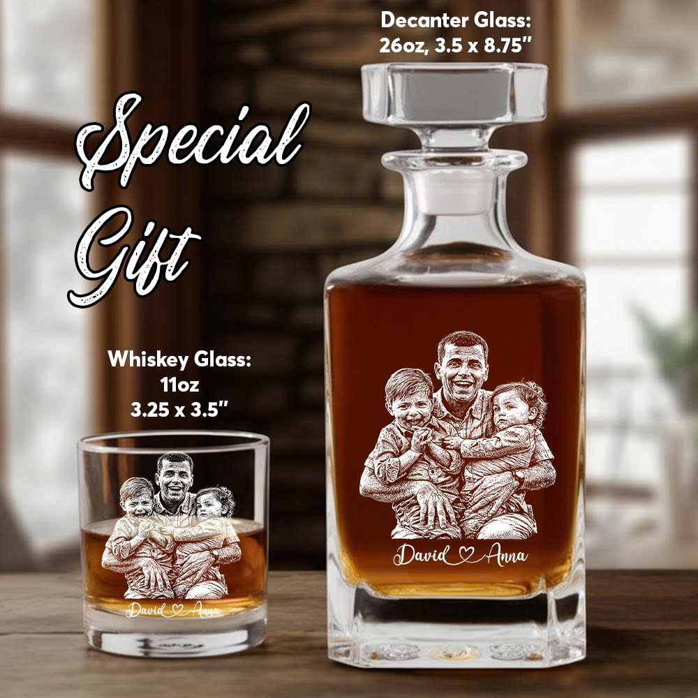 Custom Photo Father's Day Whiskey Decanter, Personalized Dad Gift THUC99