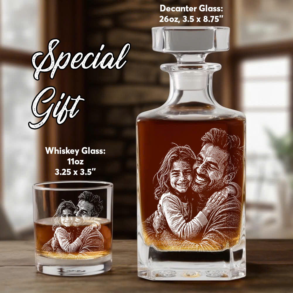 Custom Photo Dad Whiskey Decanter Set, Personalized Father's Day Gift THUC99