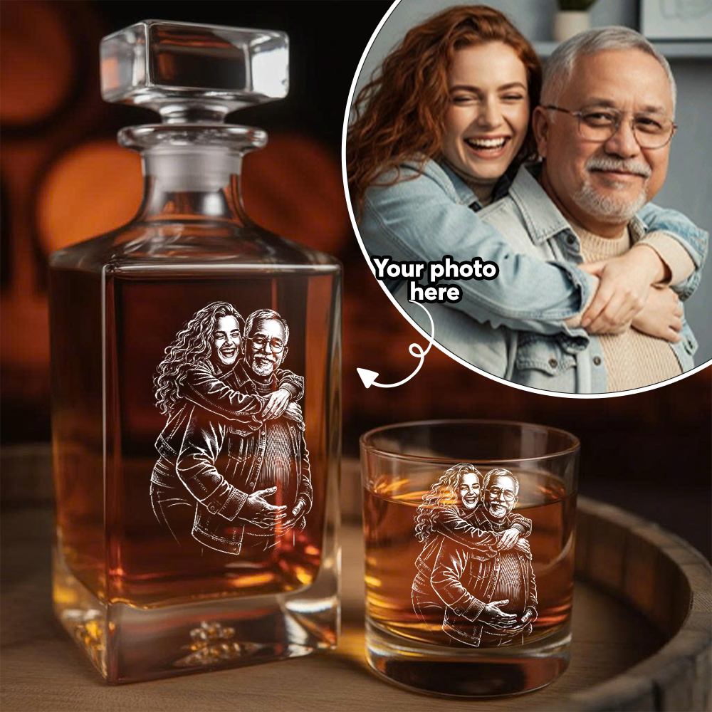 Custom Photo Dad Whiskey Decanter Set, Personalized Father's Day Gift THUC99