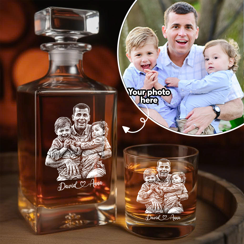 Custom Photo Dad Whiskey Decanter with Photo, Personalized Father's Day Gift THUC99