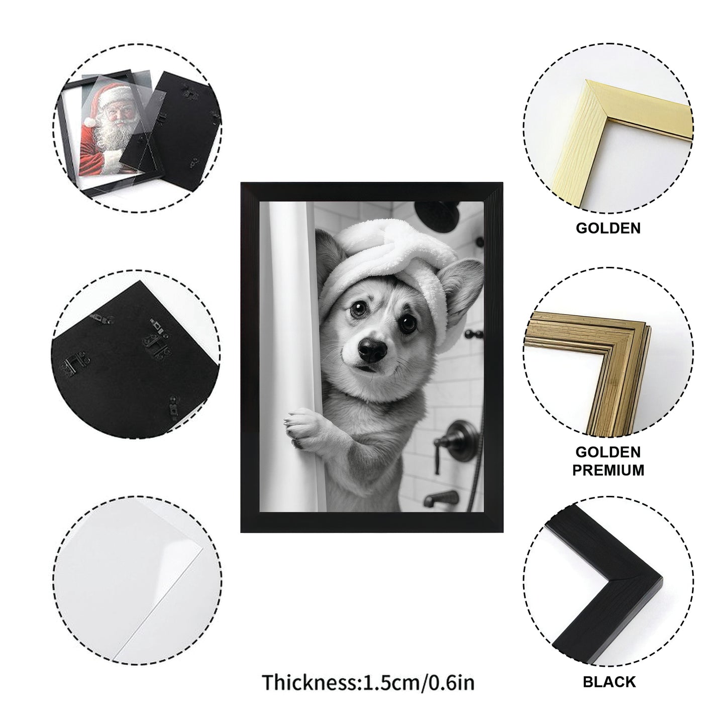 Custom Photo Dog Bathroom Canvas Framed Wall Art Gift For Dog Lovers