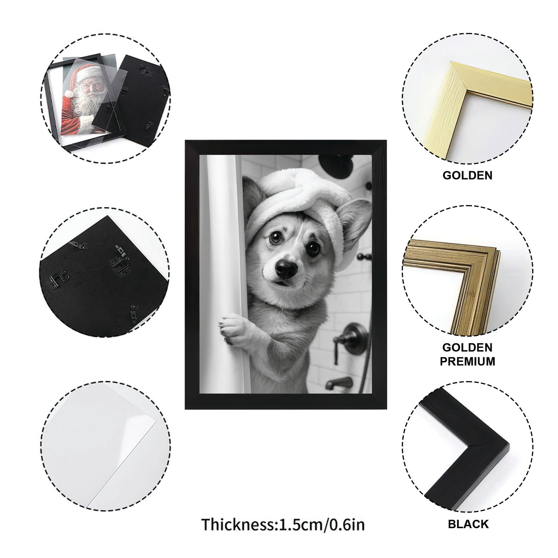 Custom Photo Dog Bathroom Canvas Framed Wall Art Gift For Dog Lovers