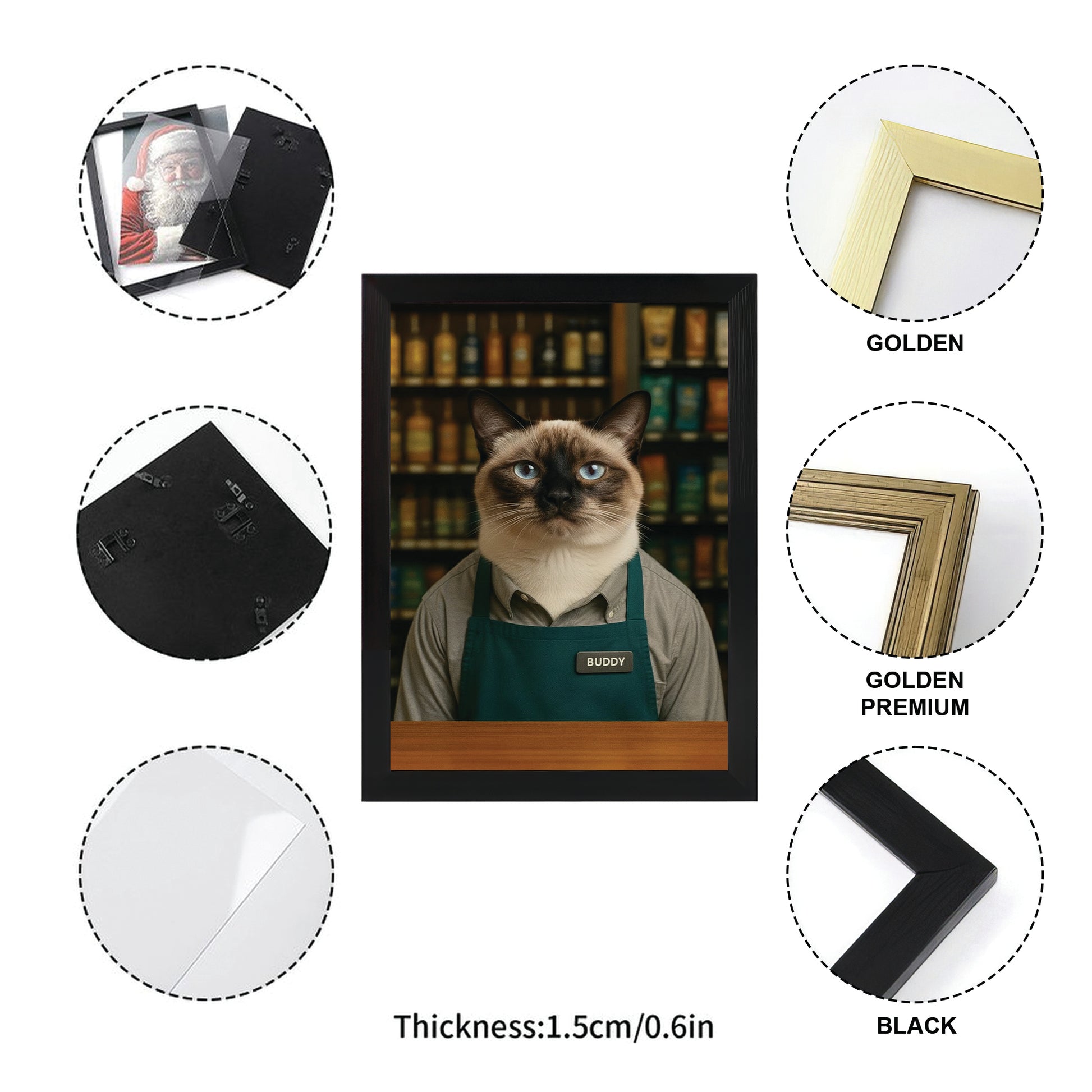 Custom Photo Shop Owner Cat Canvas Framed Wall Art Gift For Cat Lovers