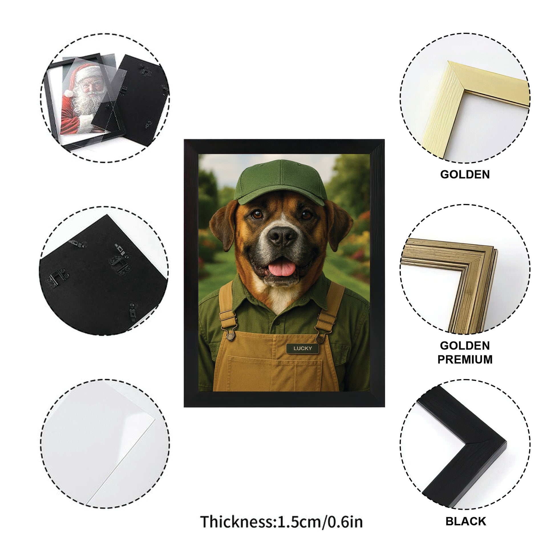 Custom Photo Gardener 2 Dog Canvas Framed Wall Art Gift For Dog Lovers