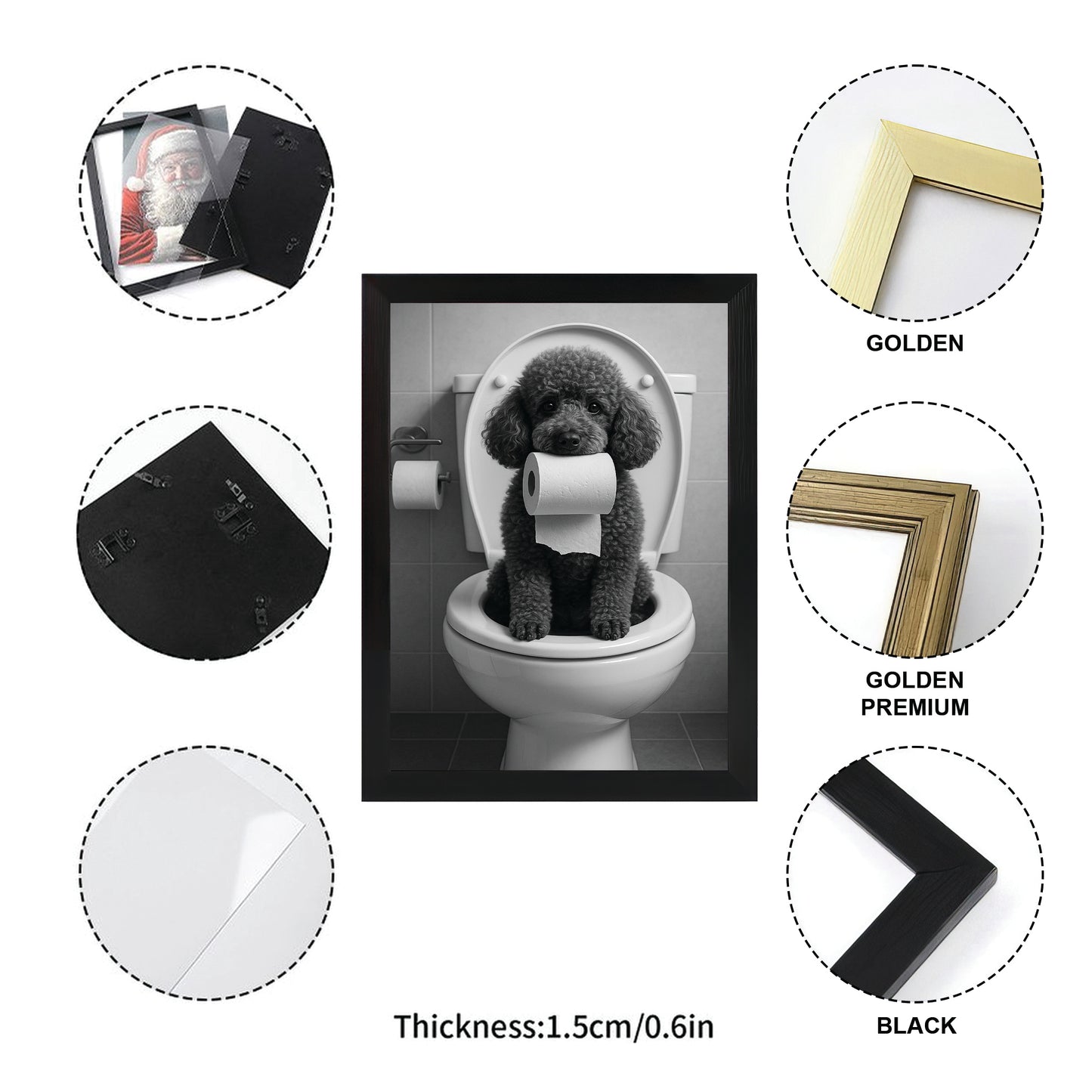 Custom Photo Dog Bathroom Style 5 Canvas Framed Wall Art Gift For Dog Lovers