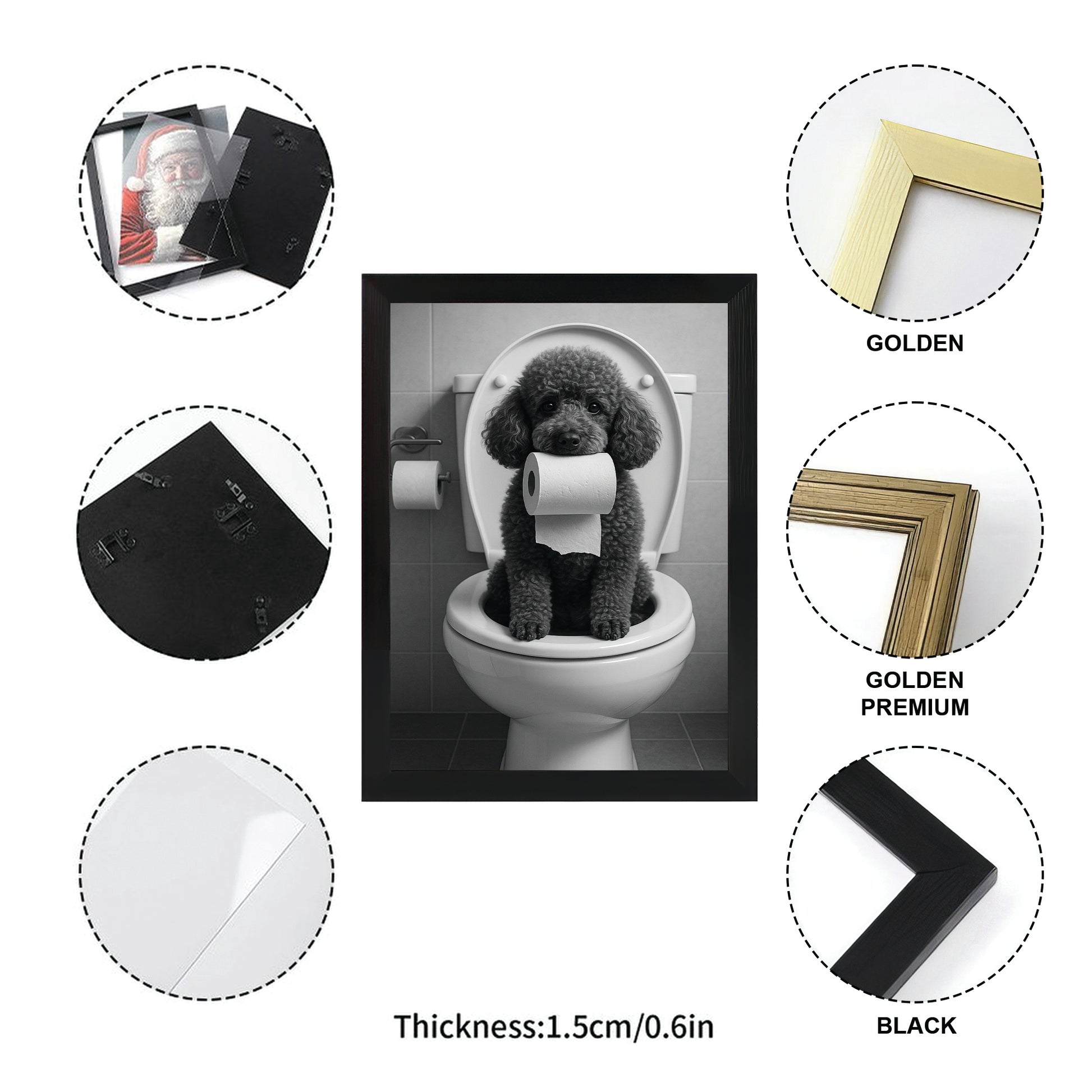 Custom Photo Dog Bathroom Style 5 Canvas Framed Wall Art Gift For Dog Lovers