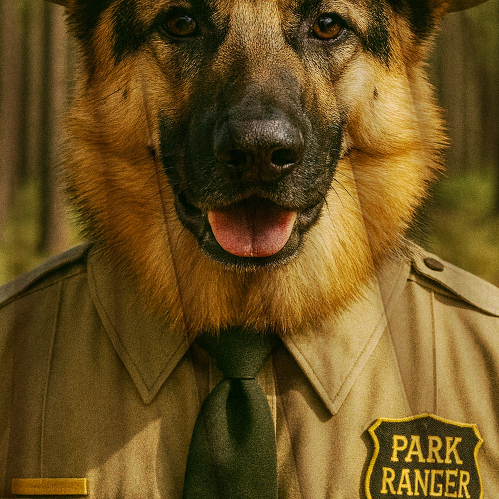 Custom Photo Park Ranger Dog Canvas