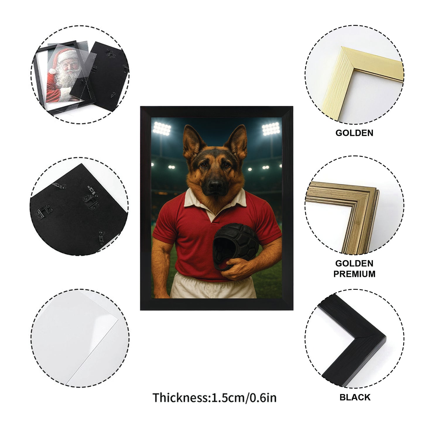 Custom Photo Rugby Player 2 Dog Canvas Framed Wall Art Gift For Dog Lovers