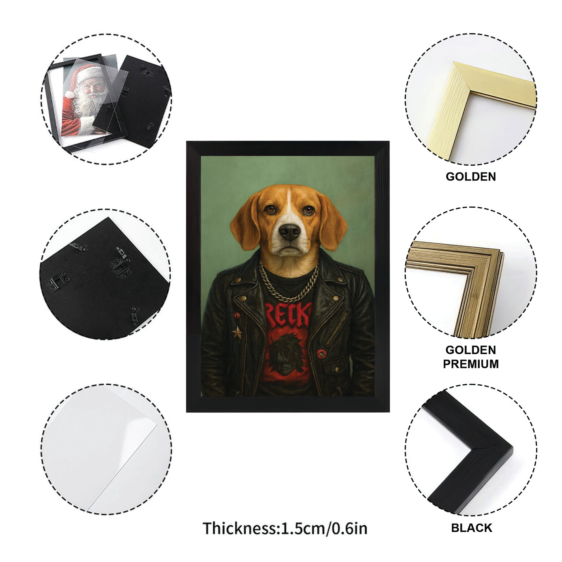Custom Photo Rock n Roll Dog Canvas Framed Wall Art _ Gift For Dog Lovers