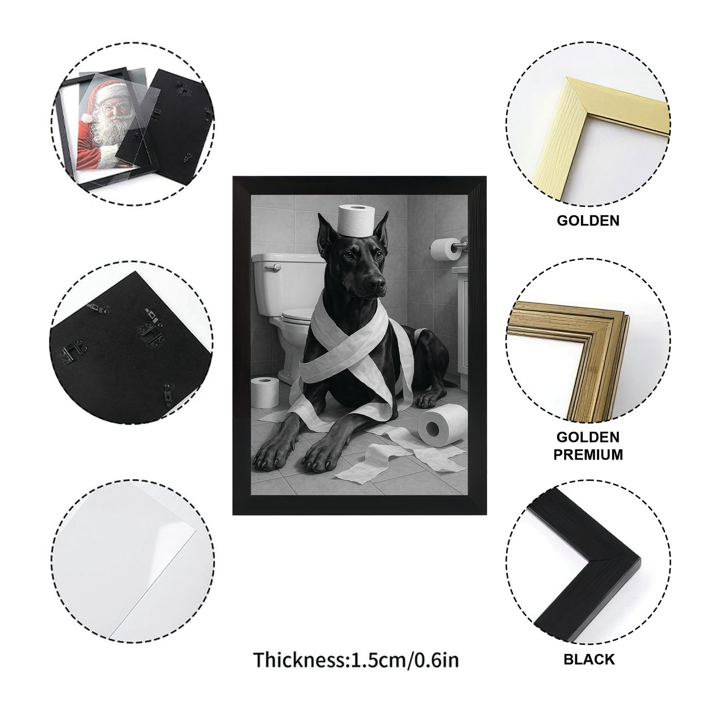 Custom Photo Dog Bathroom Style 16 Canvas Framed Wall Art Gift For Dog Lovers