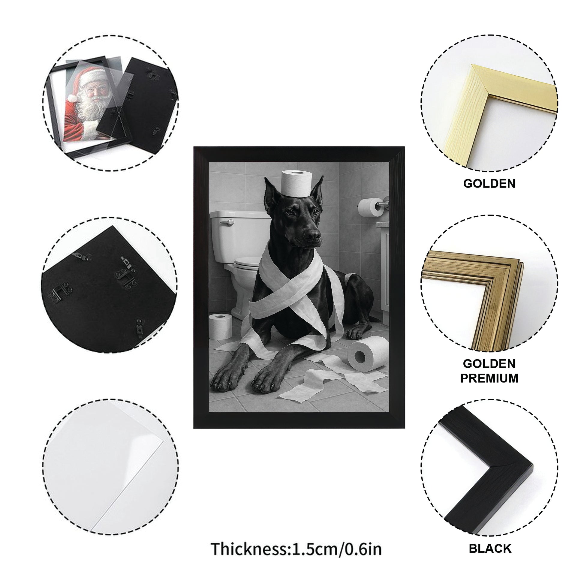 Custom Photo Dog Bathroom Style 16 Canvas Framed Wall Art Gift For Dog Lovers