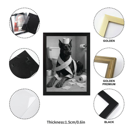 Custom Photo Dog Bathroom Style 16 Canvas Framed Wall Art Gift For Dog Lovers