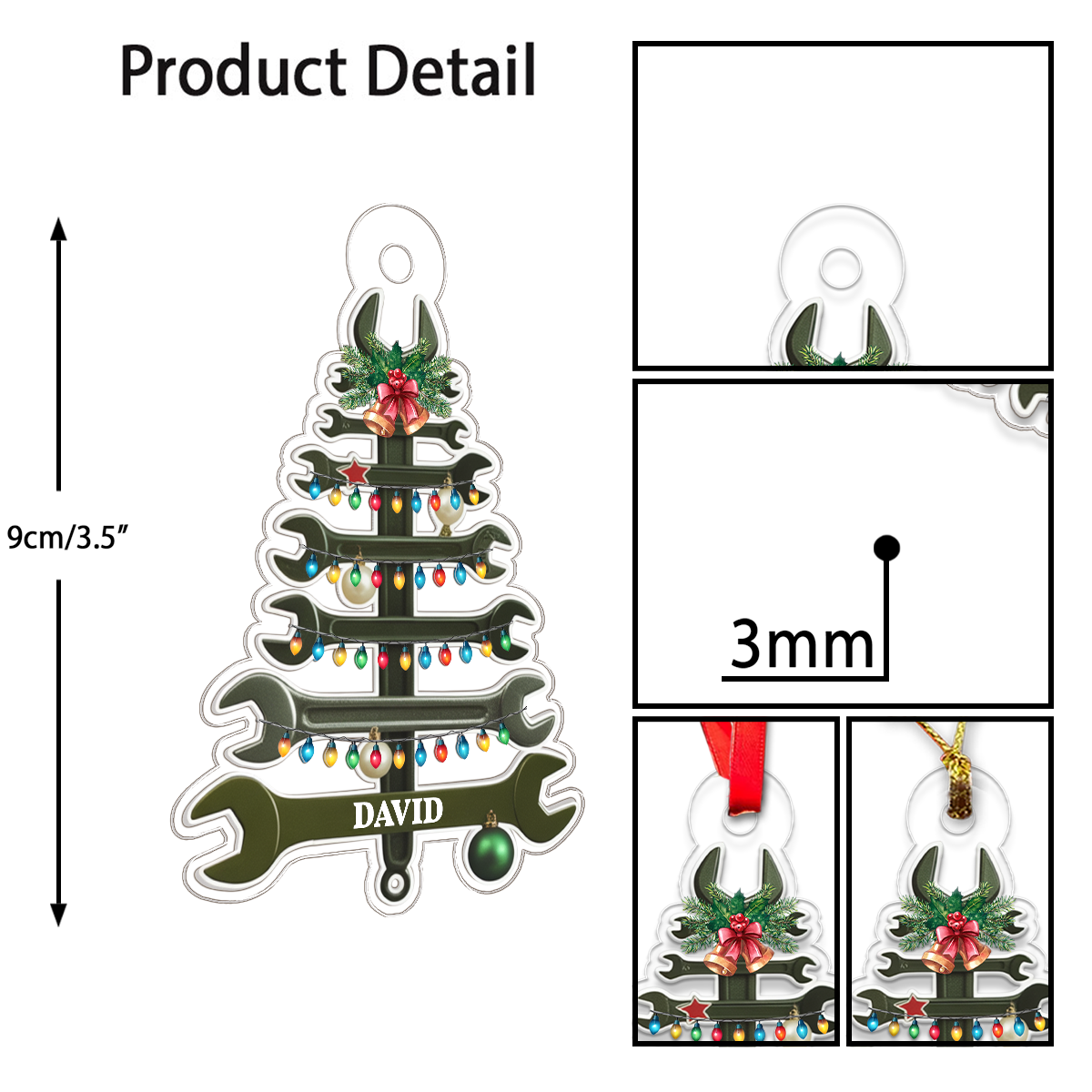 Custom Name Wrench Tree For Repair Mechanic Acrylic Ornament Christmas Gift