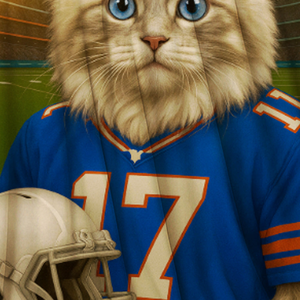 Custom Cat Photo Football Style Blanket _ Gift For Cat Lovers