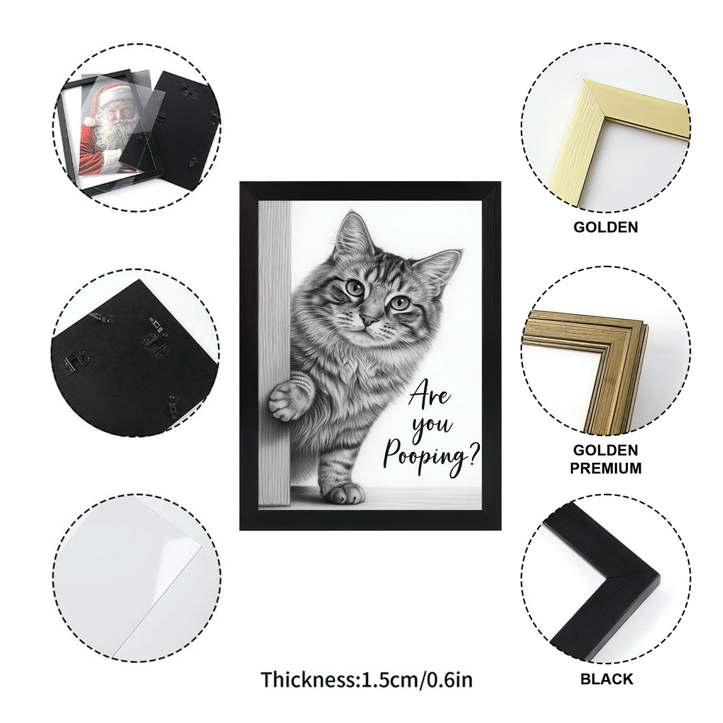 Custom Photo Cat Bathroom Canvas Framed Wall Art Gift For Cat Lover