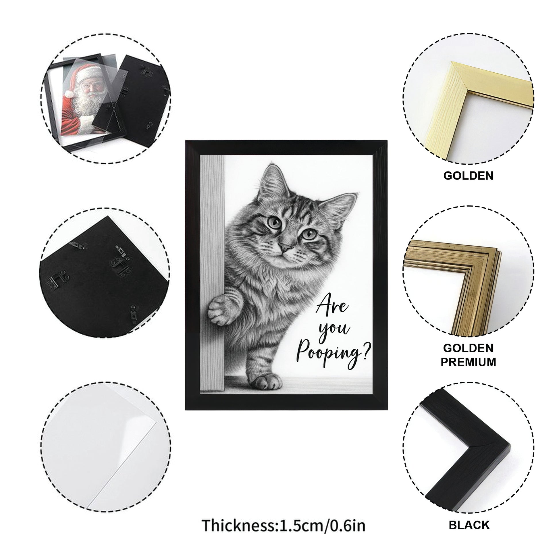 Custom Photo Cat Bathroom Canvas Framed Wall Art Gift For Cat Lover