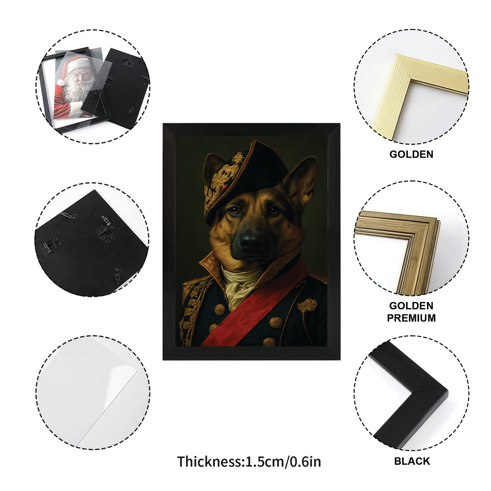 Custom Photo Portrait Royal Dog Canvas Framed Wall Art Gift For Dog Lovers