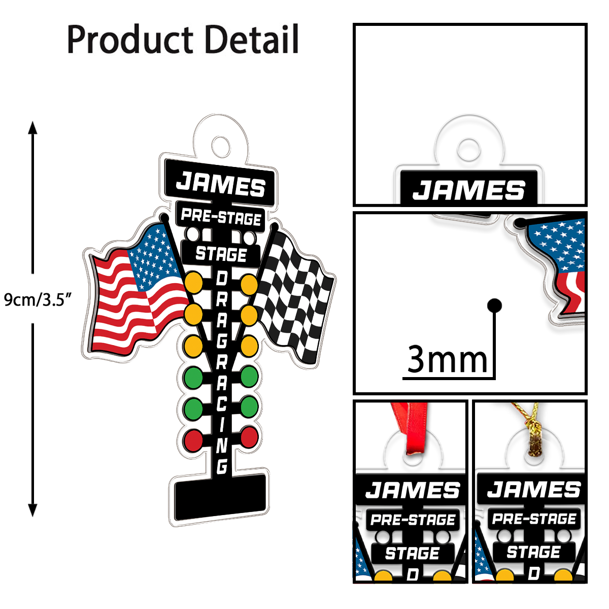 Custom Name Racer Racing Car Acrylic Ornament Christmas Gift