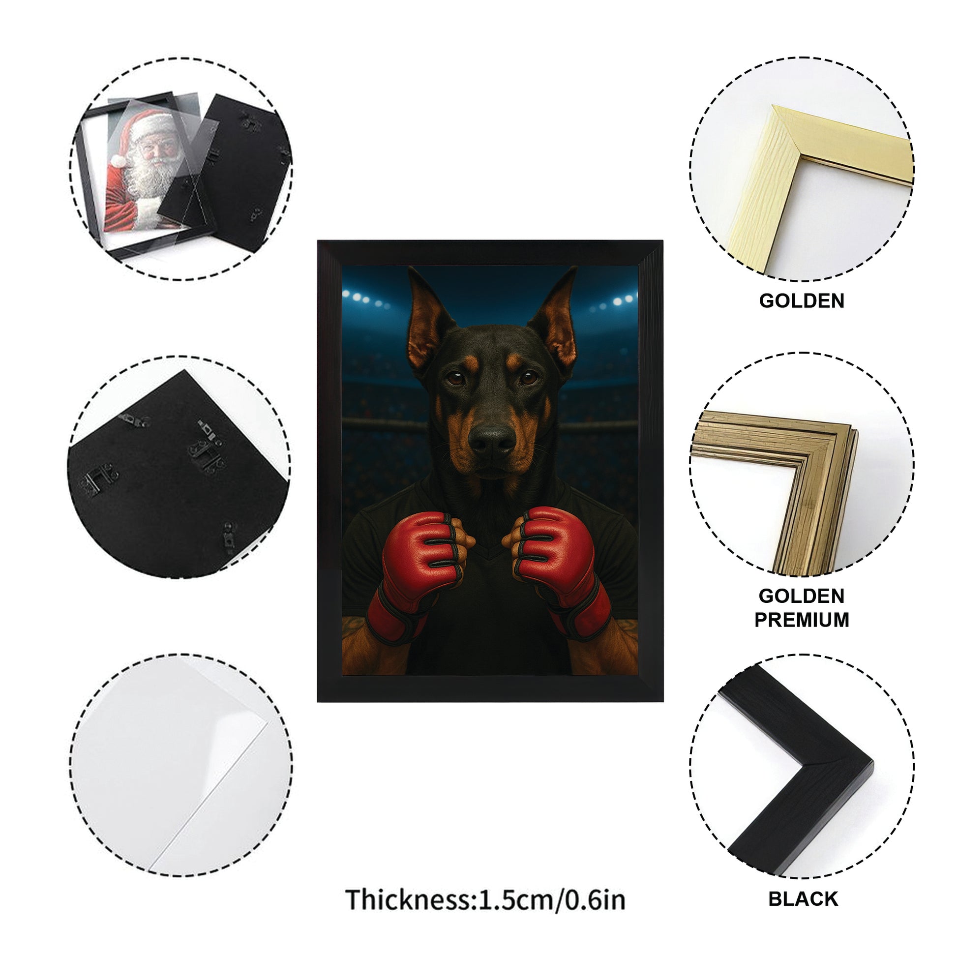 Custom Photo Mma Dog Canvas Framed Wall Art Gift For Dog Lovers