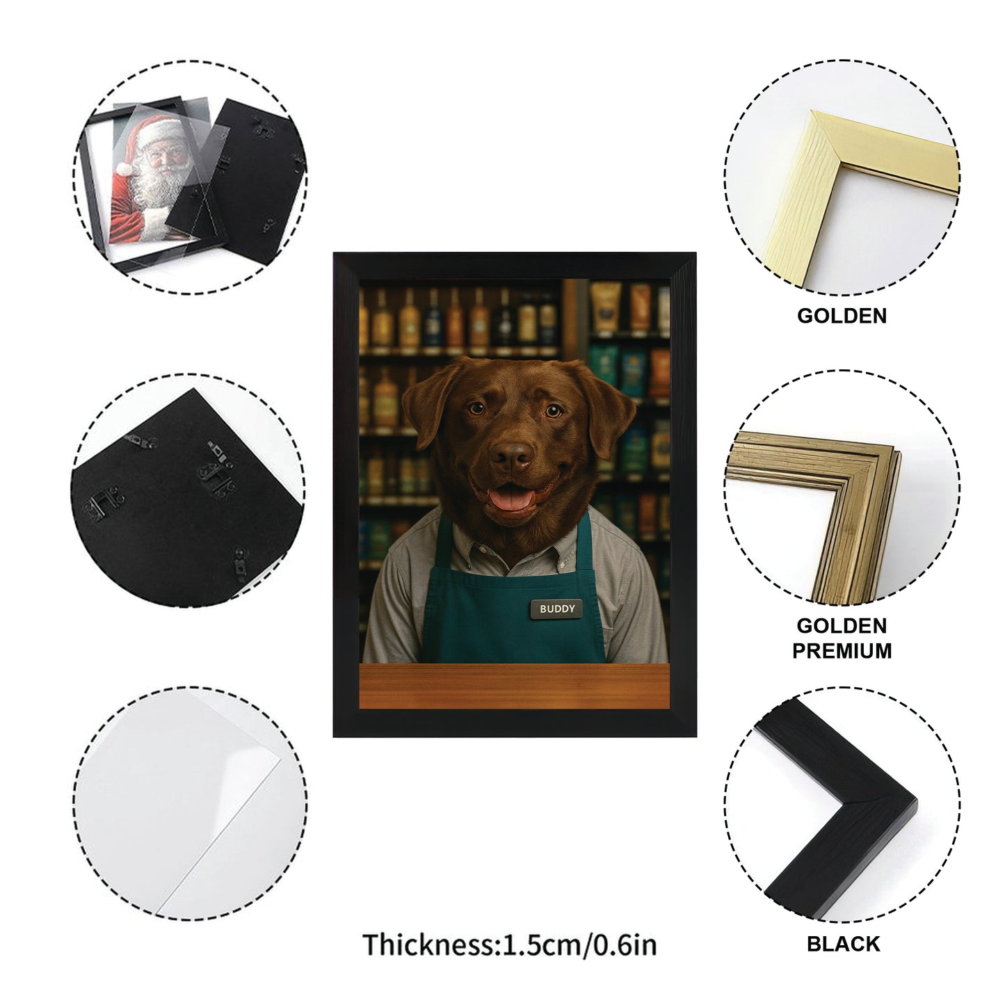 Custom Photo Shop Owner Dog Canvas Framed Wall Art Gift For Dog Lovers