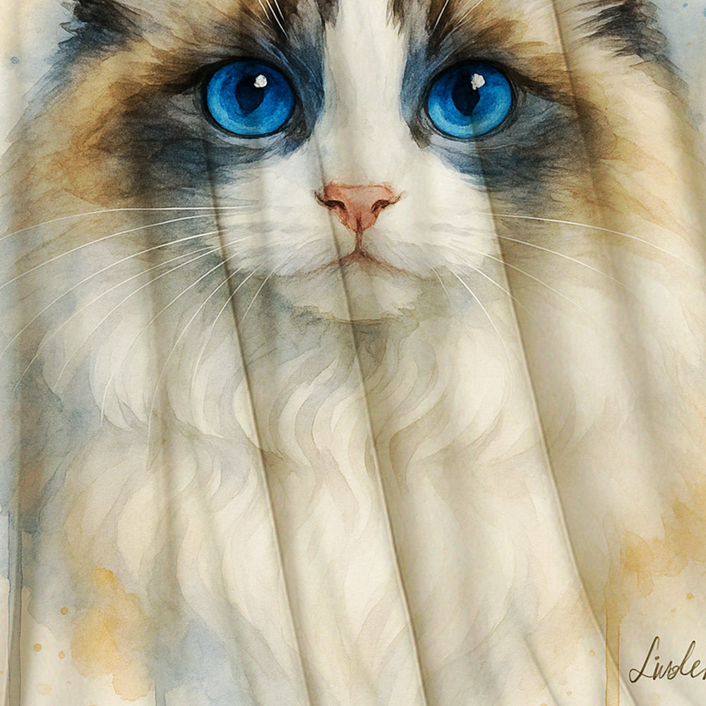 Custom Photo Cat Watercolor Artwork Blanket