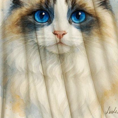 Custom Photo Cat Watercolor Artwork Blanket