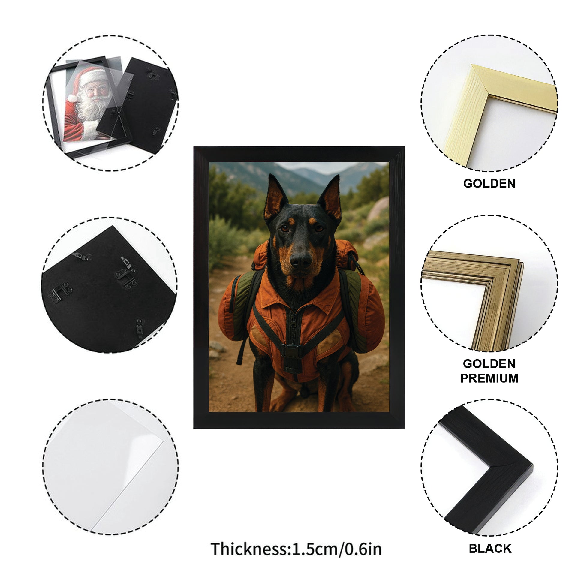 Custom Photo Backpacking Hiking Dog Canvas Framed Wall Art Gift For Dog Lovers