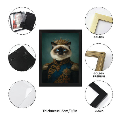 Custom Photo Royal Cat Canvas Framed Wall Art Gift For Cat Lovers