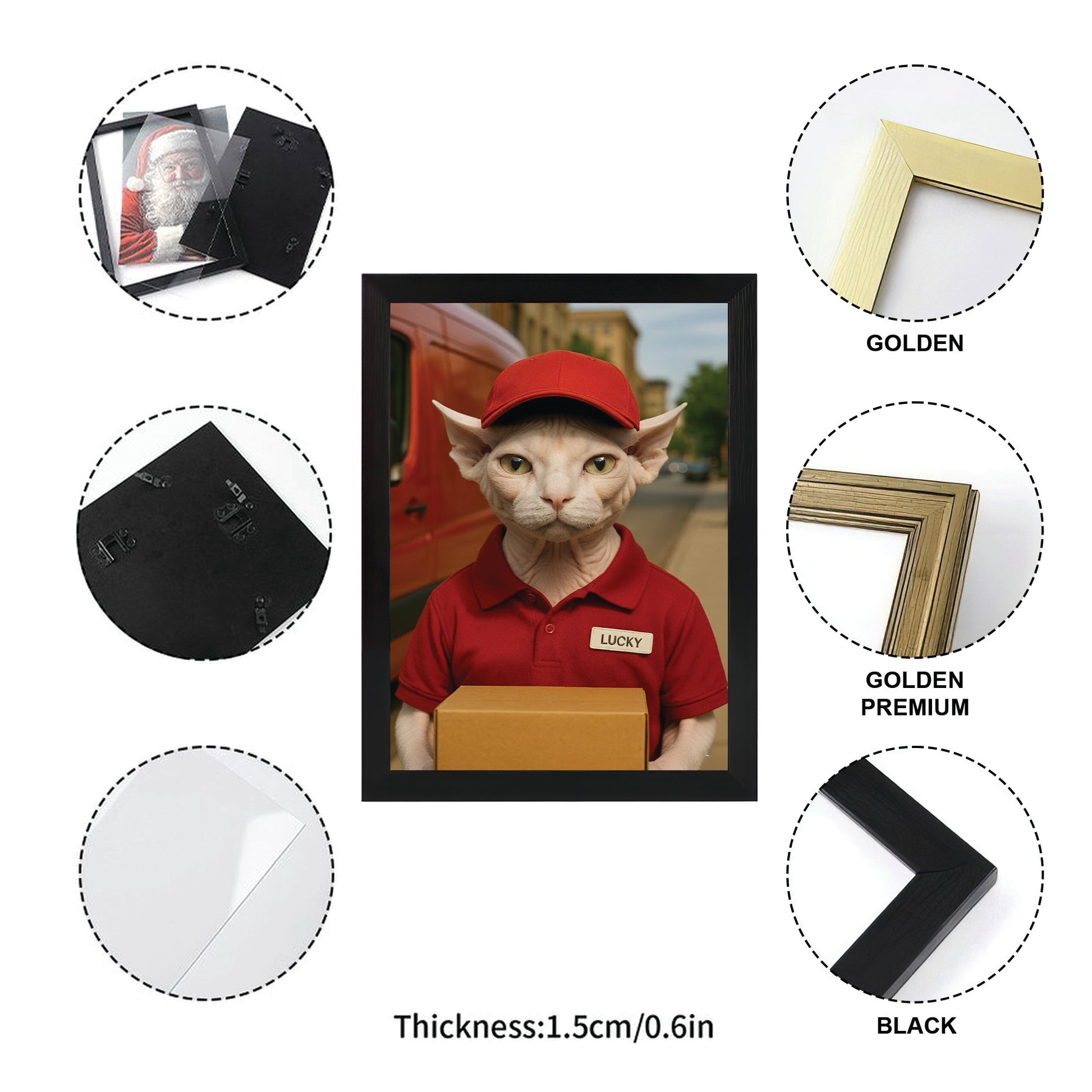 Custom Photo Courier Delivery Canvas Framed Wall Art Gift For Cat Lovers