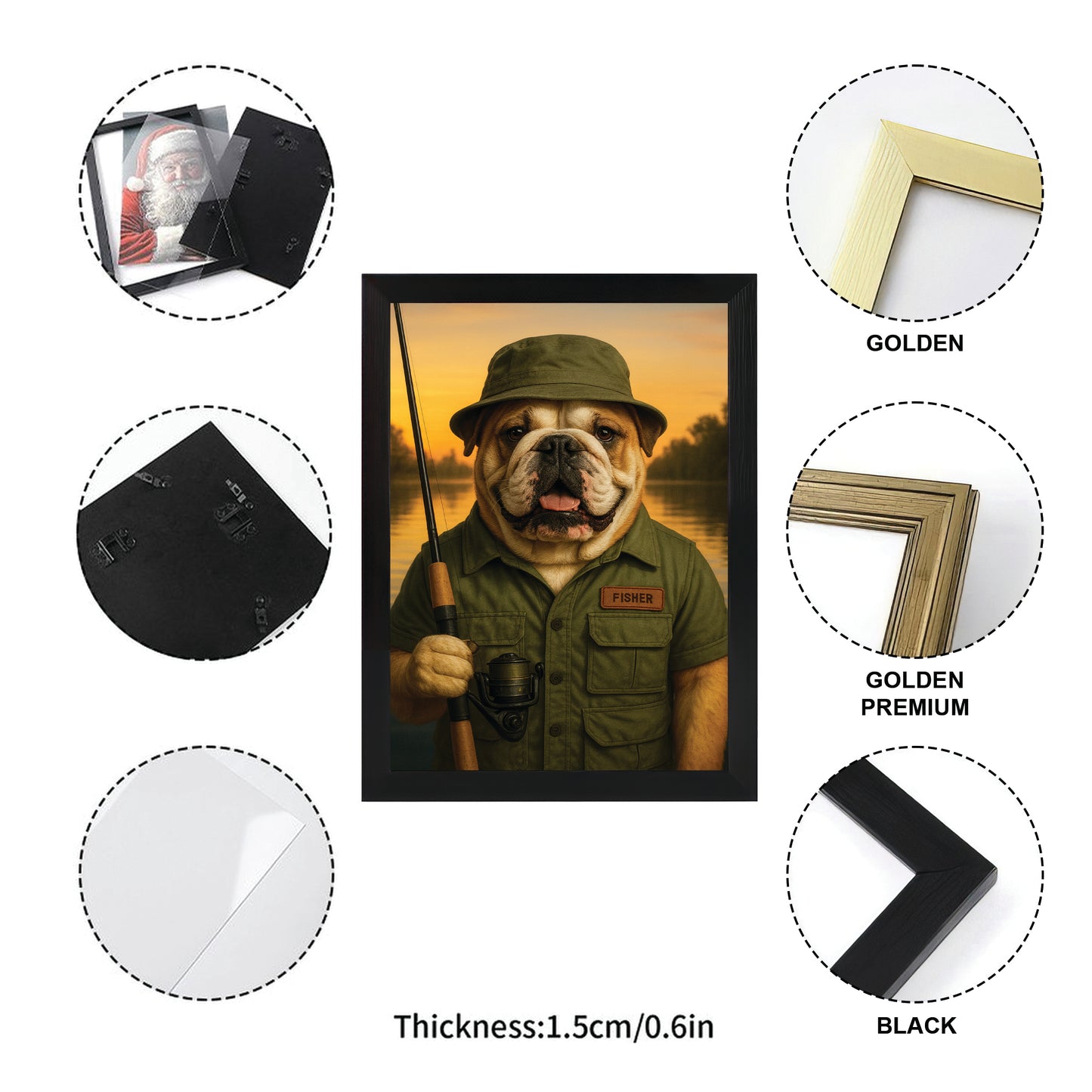 Custom Photo Fisher Dog Canvas Framed Wall Art Gift For Dog Lovers