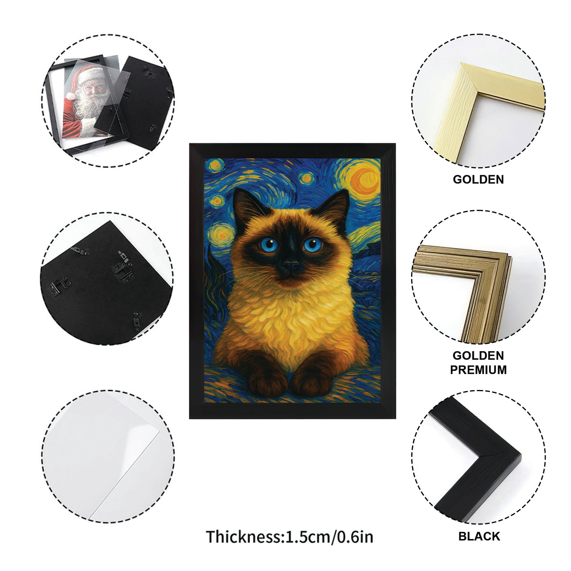 Custom Photo Cat Starry Night Canvas Framed Wall Art Wall Art