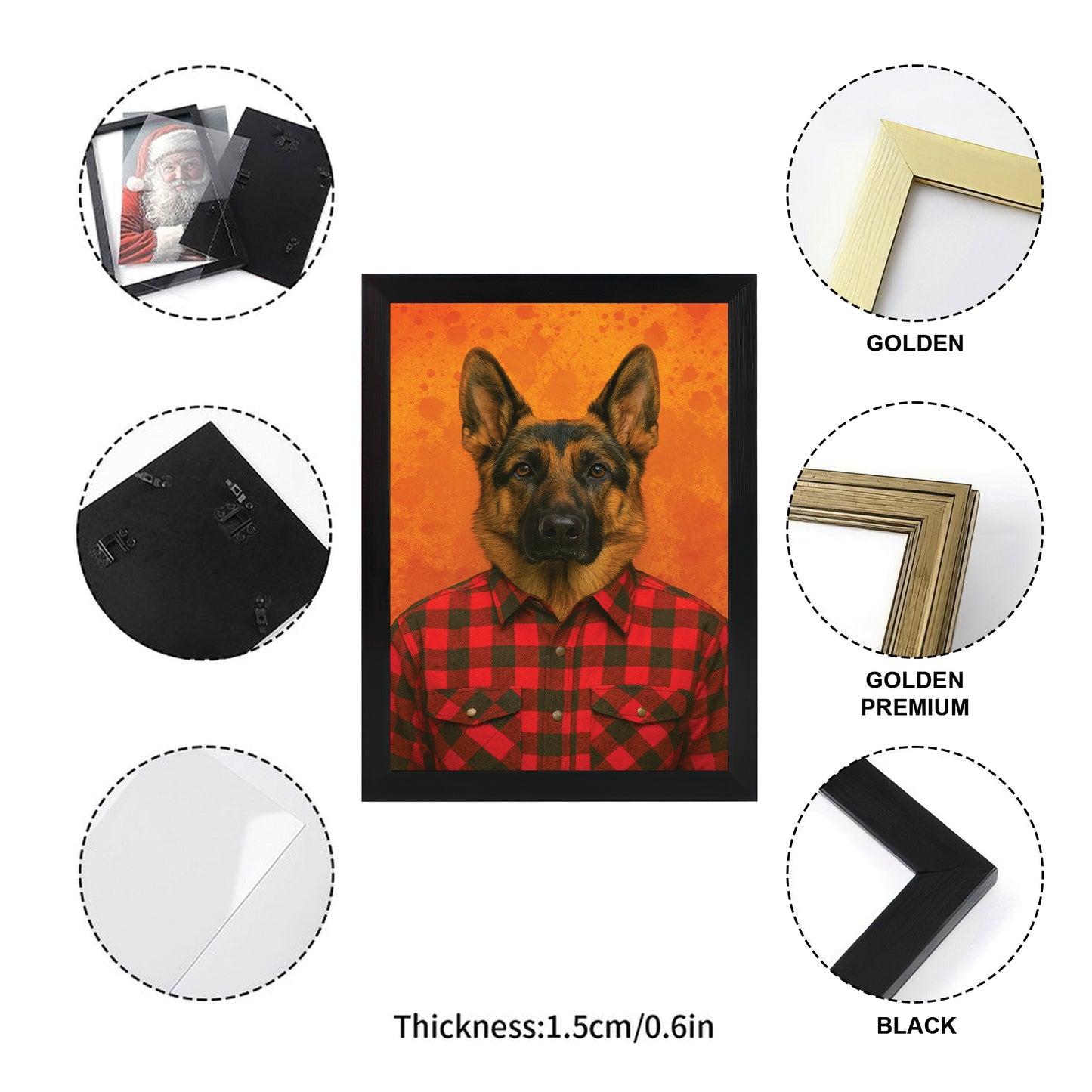 Custom Photo Dog In Red Shirt Canvas Framed Wall Art Gift For Dog Lovers